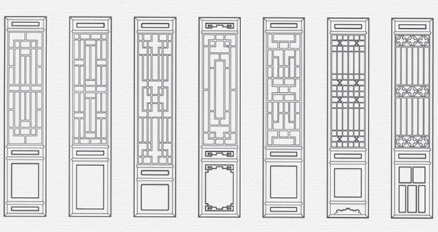 胶州常用中式仿古花窗图案隔断设计图